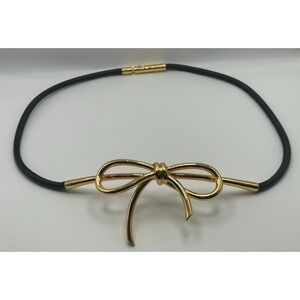 Gold Bow Skinny Belt Womens Black Size 31" Statement Coquette Feminine